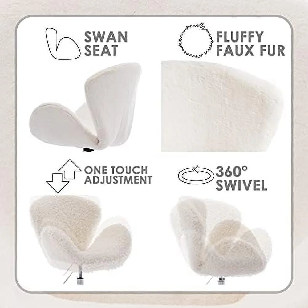 Faux Fur Plush Microfiber Swivel Height Adjustable Desk Chair J725649