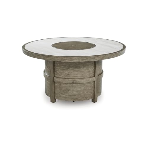 Light Brown Beige Sintered Stone Outdoor Fire Pit Table Y1151