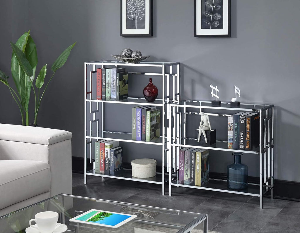 4 Tier Clear Glass Bookcase X773858