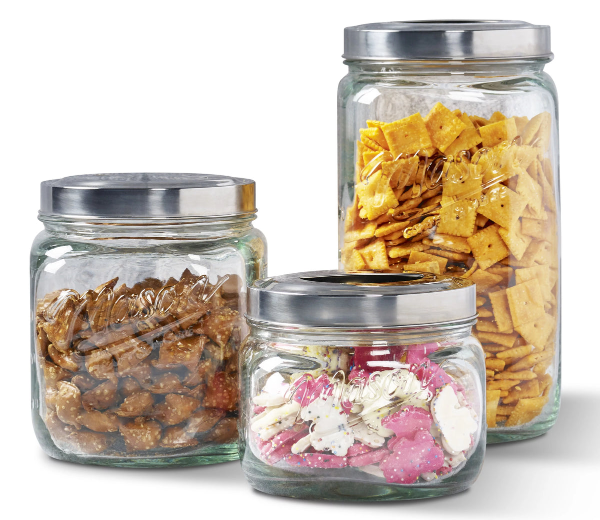 3 Piece Square Glass Canister Set G289529