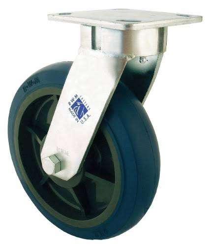 6' Medium-Duty Kingpinless Swivel Plate Caster, 1230 lb. Load Rating, Blue Q3054