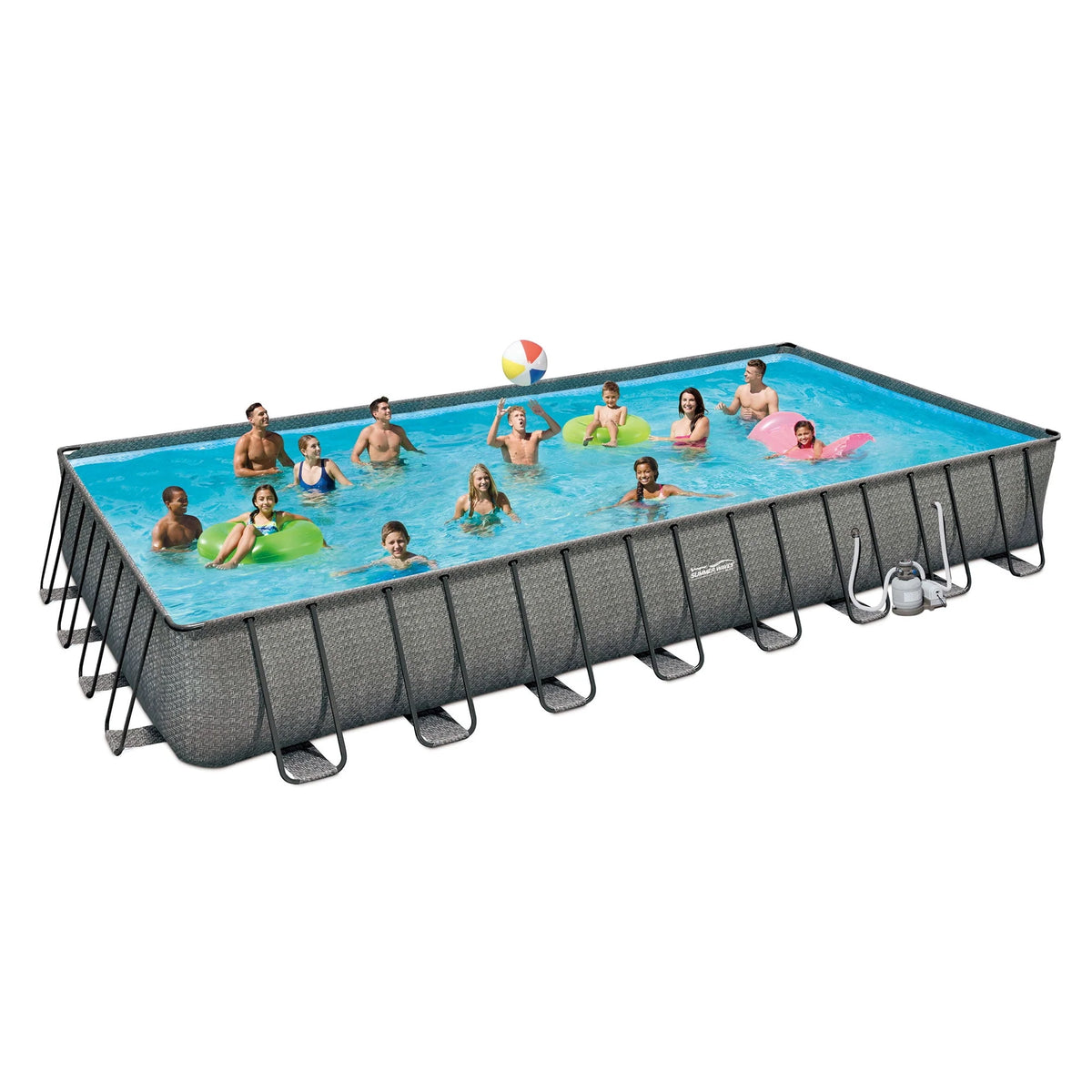 24ft x 12ft x 52in Rectangle Above Ground Frame Swimming Pool Set U5380