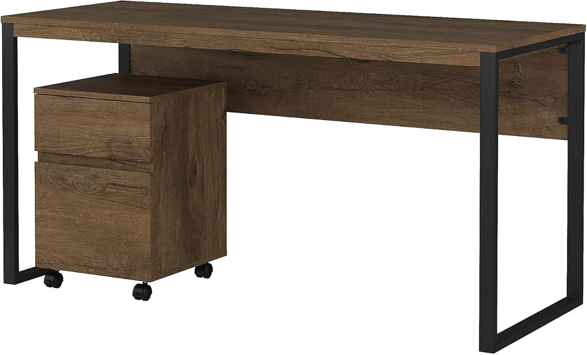Rustic Brown Desk and Cabinet A597