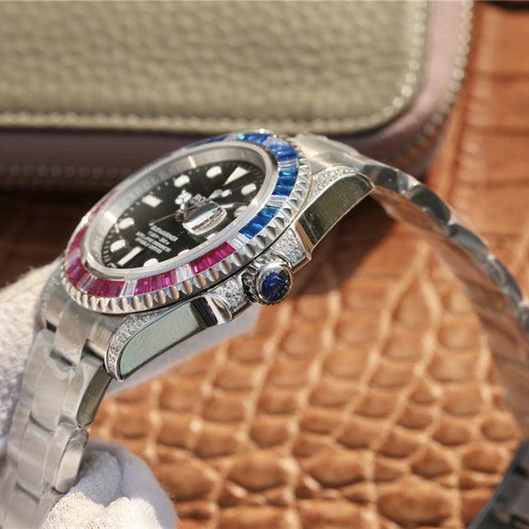 Silver Blue Red Diamond 40mm T3482