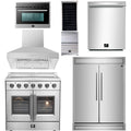 36 Electric French Door Range, Wall Mount Range Hood, Refrigerator, Dishwasher, Microwave and Wine Cooler K36351
