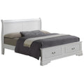 White Queen Size Wood Storage Sleigh Bed U9531