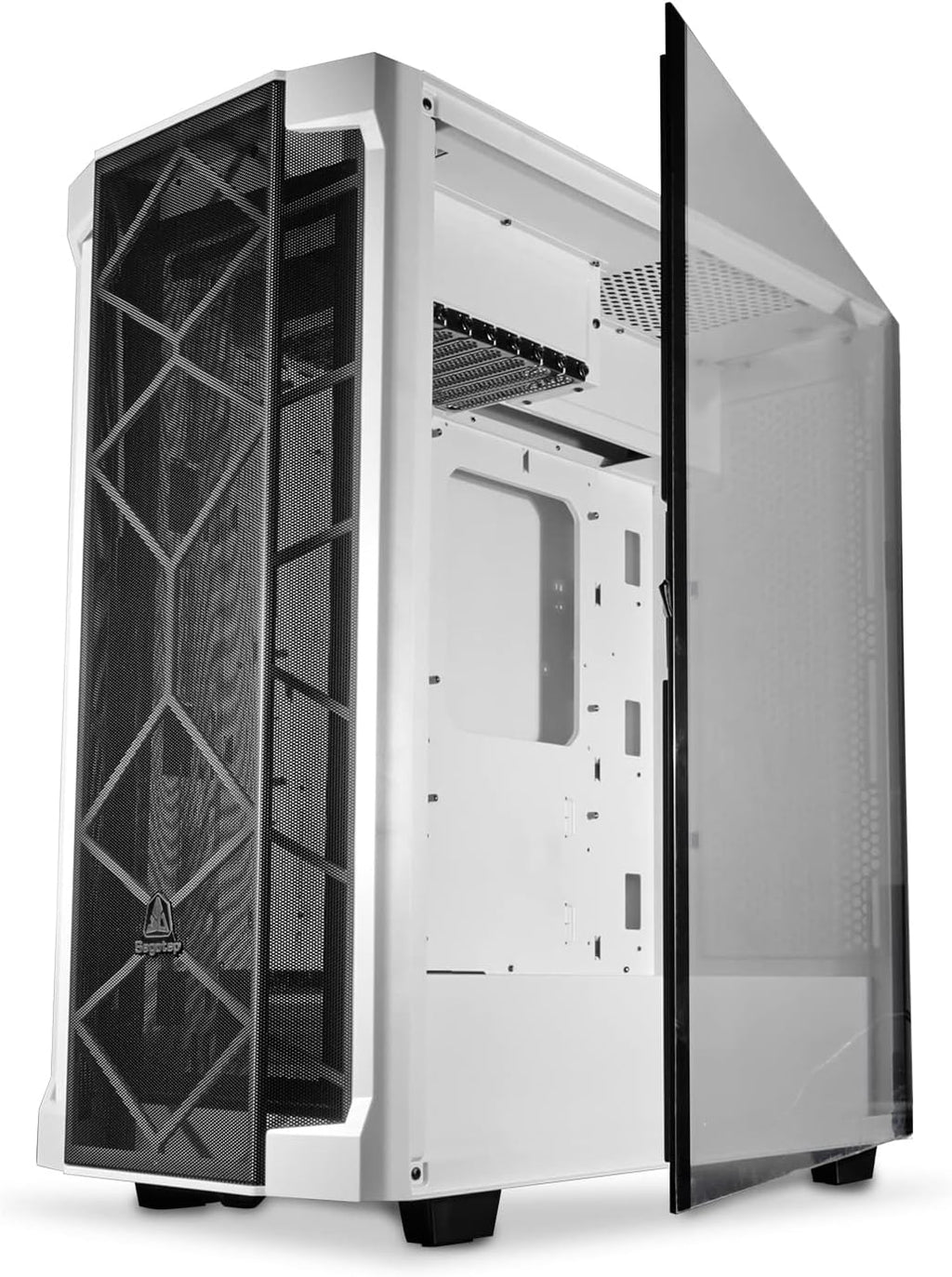 Black ATX Mid Tower PC Gaming Computer Case with Tempered Glass & RGB Front Panel F4922