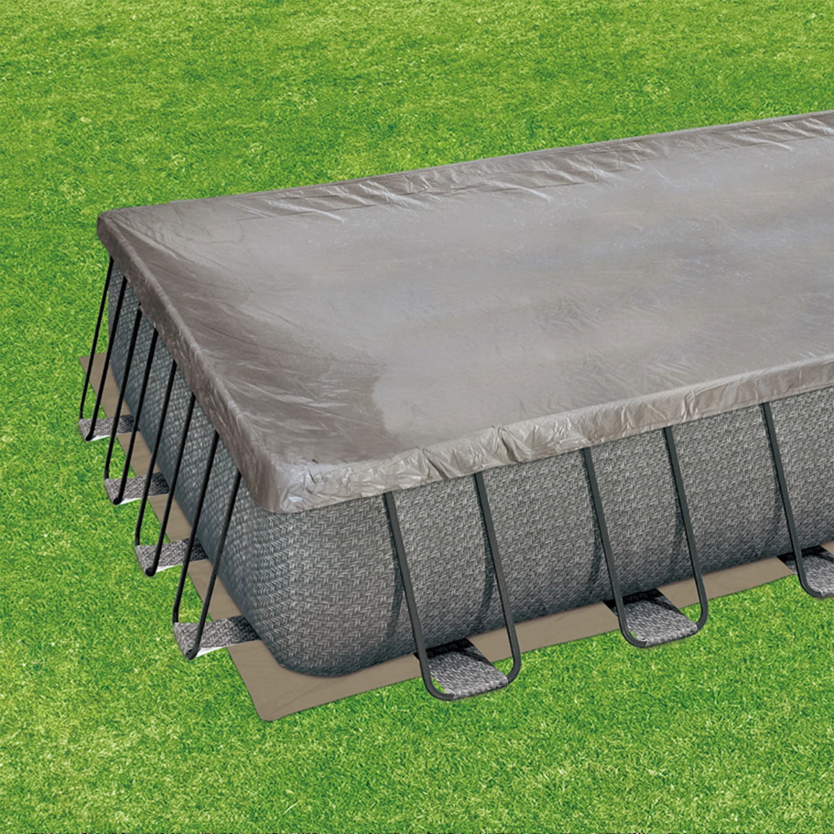 24ft x 12ft x 52in Rectangle Above Ground Frame Swimming Pool Set U5380