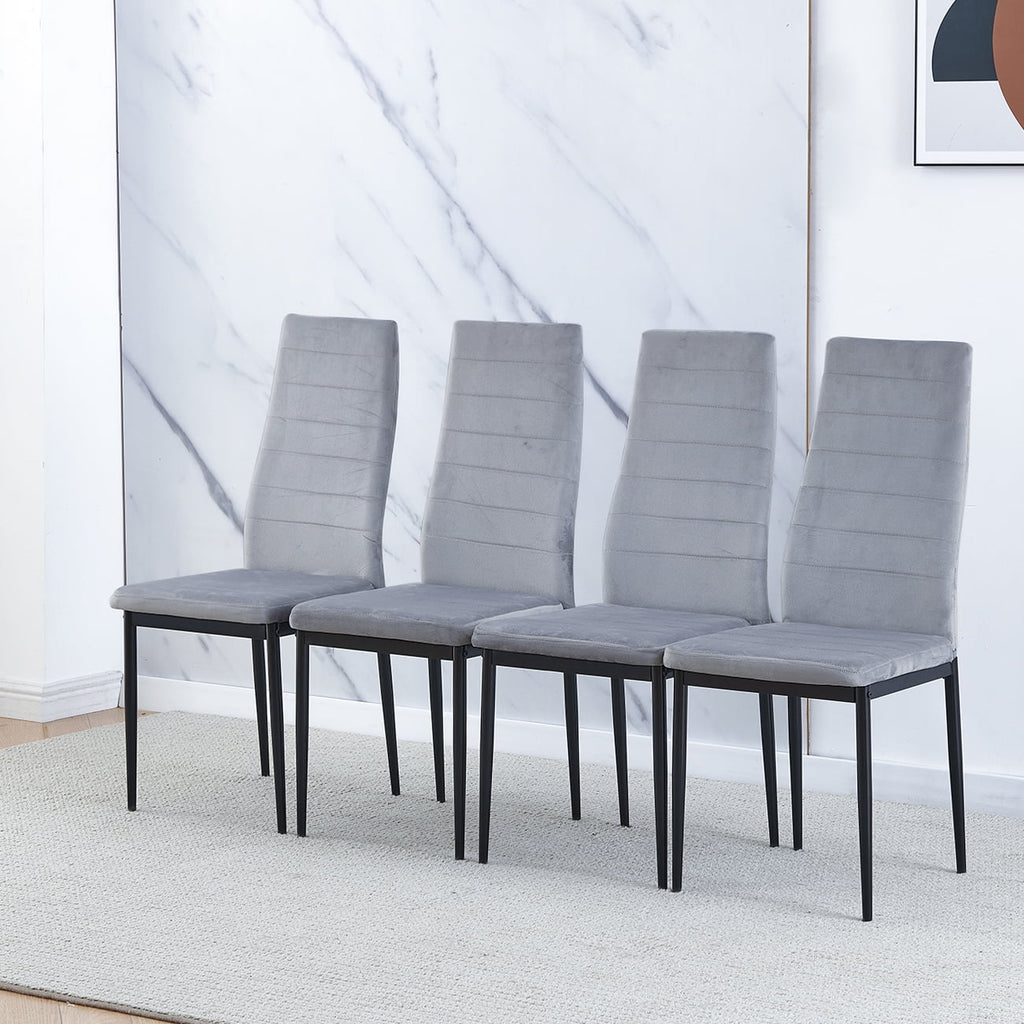 Set of 4 Gray Velvet Upholstered Dining Chairs E3296