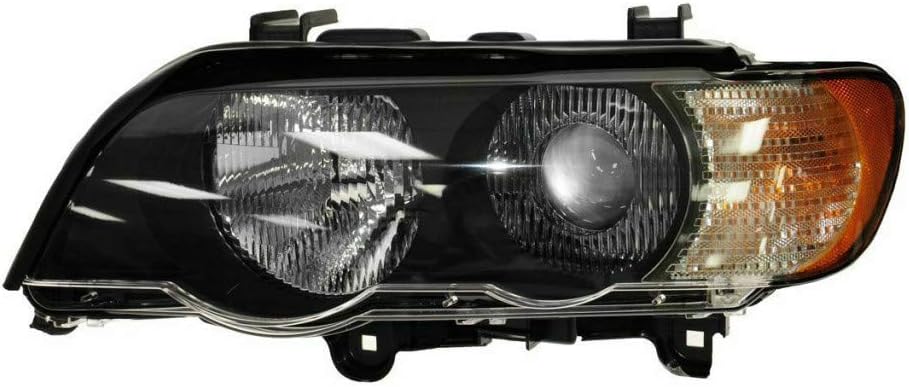 For BMW X5 Headlight Pair Driver and Passenger Side Black Housing M126855
