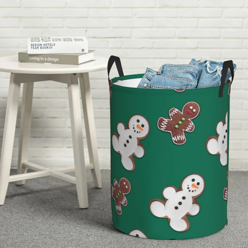 Laundry Hamper With Leather Laundry Basket Waterproof Round Collapsible S1565