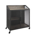 33 inch Grey Wash Bar Cabinet with Metal Mesh U829402