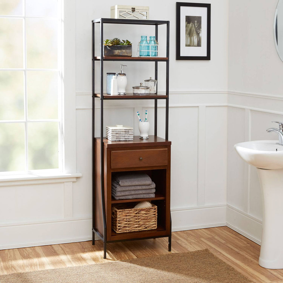 Espresso Storage Linen Cabinet Z984