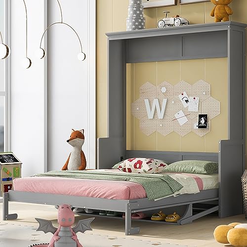 Queen Size White Murphy Bed Cabinet with Closet Z301185