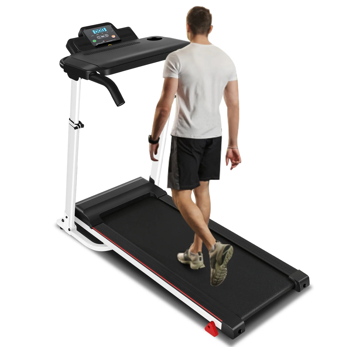 White Folding Treadmill with Removable Tabletop and Incline H84551