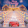 24 Pack Candy Cane Pathway Lights 10 Modes Waterproof Christmas Yard Stakes Y29996