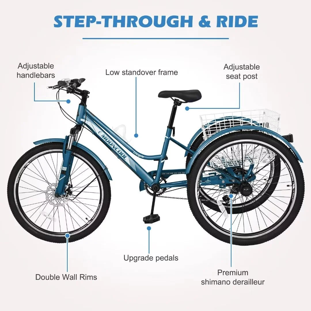 7 Speed Three Wheel Adult Tricycle Z167271