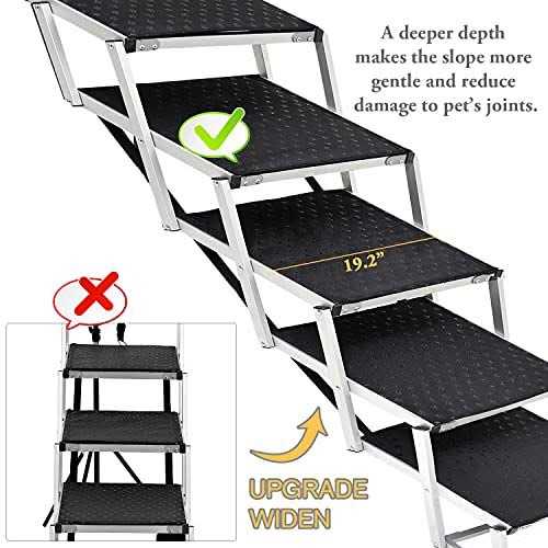 Extra Wide Foldable Dog Car Stairs with Nonslip Surface A915