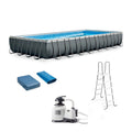Gray Rectangular Above Ground Swimming Pool Set R824407