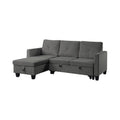 Dark Gray Velvet Reversible Sleeper Sectional Sofa with Storage Chaise Q1864