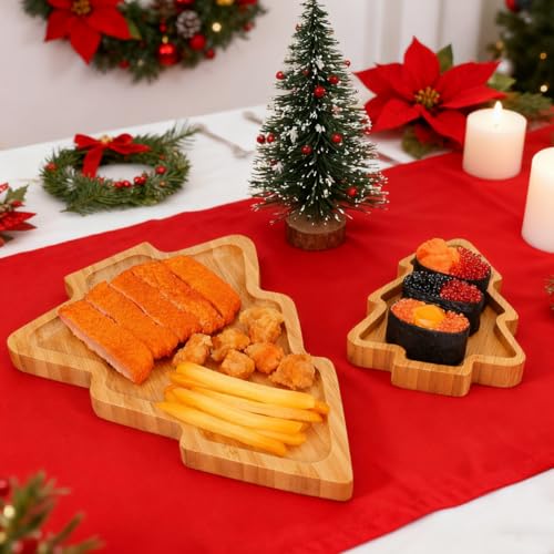 Wood Serving Platters Christmas Tree Shaped Wooden Tray N6774