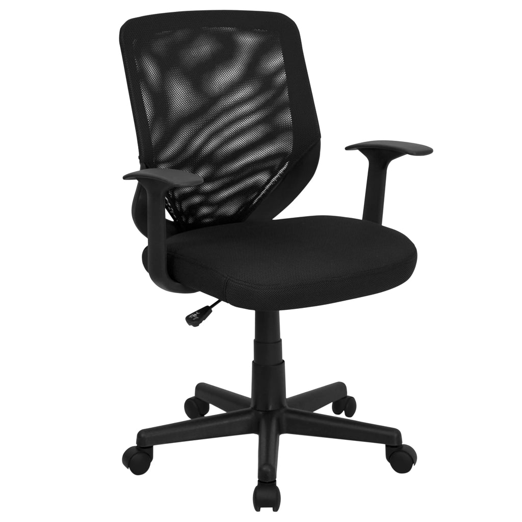 Black Mesh Swivel Task Office Chair with T-Arms Q619