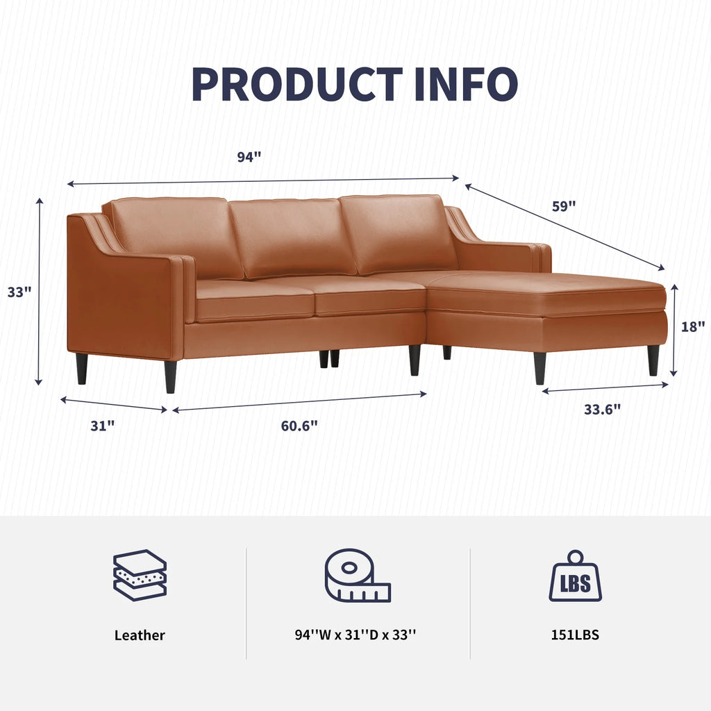 Leather Sectional Sofa with Right Facing Chaise G85050