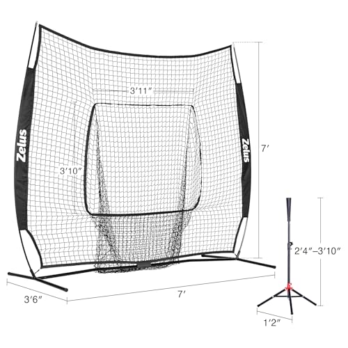 7x7ft Baseball Softball Practice Net with Tee and Carry Bag Q617