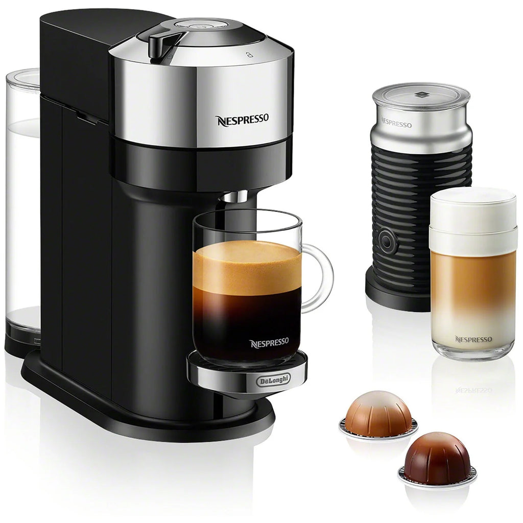 Chrome Coffee and Espresso Maker with Black Milk Frother K846