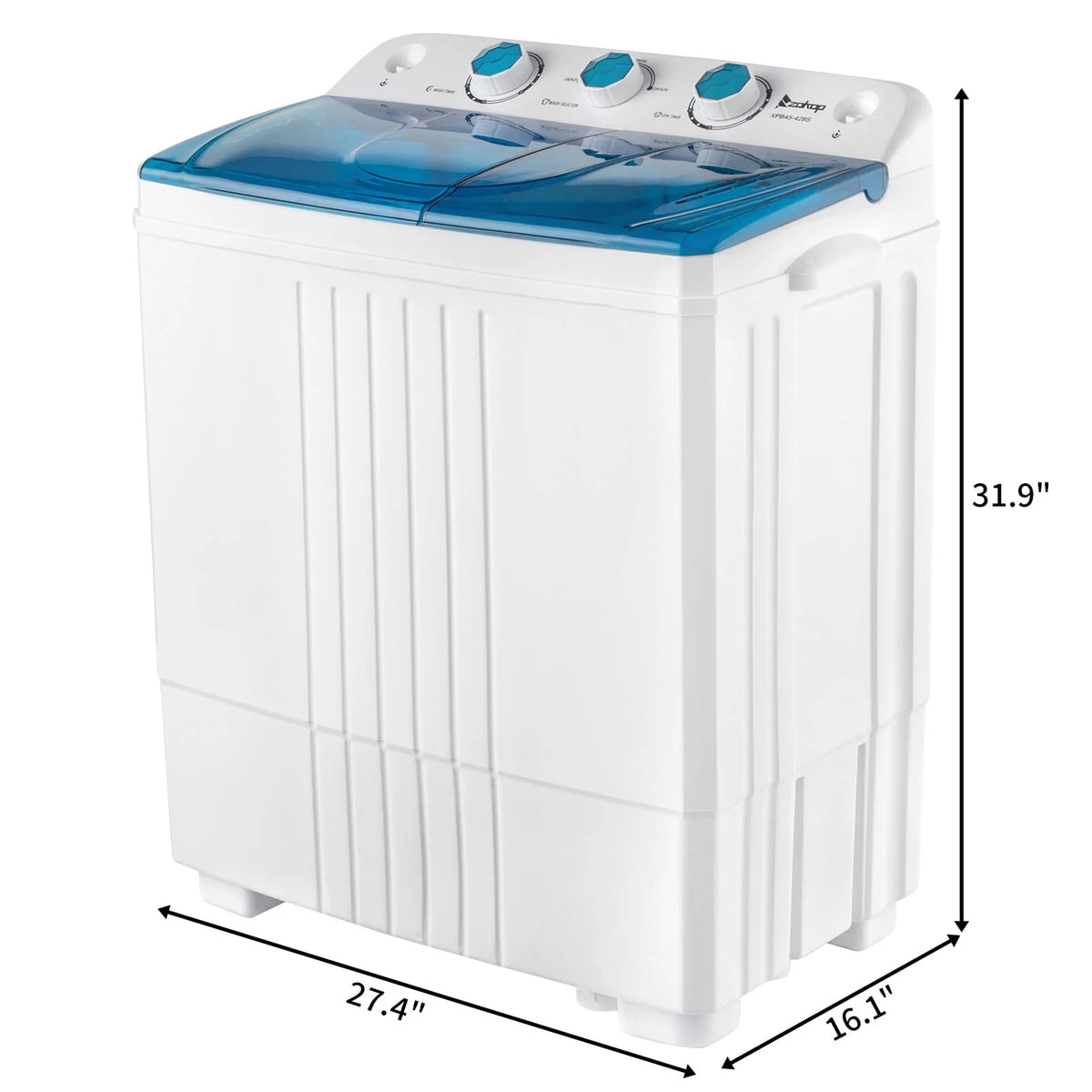 20LBS Portable Compact Twin Tub Washing Machine Washer Dryer, Blue X205