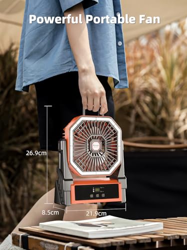 Portable Rechargeable Camping Fan with LED Lantern K732
