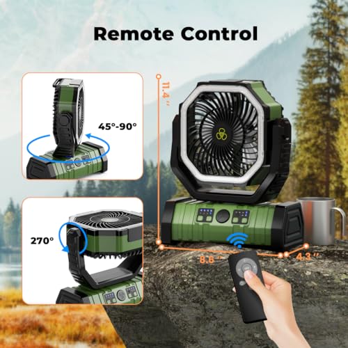 20000mAh Rechargeable Camping Fan with LED Lantern R7340