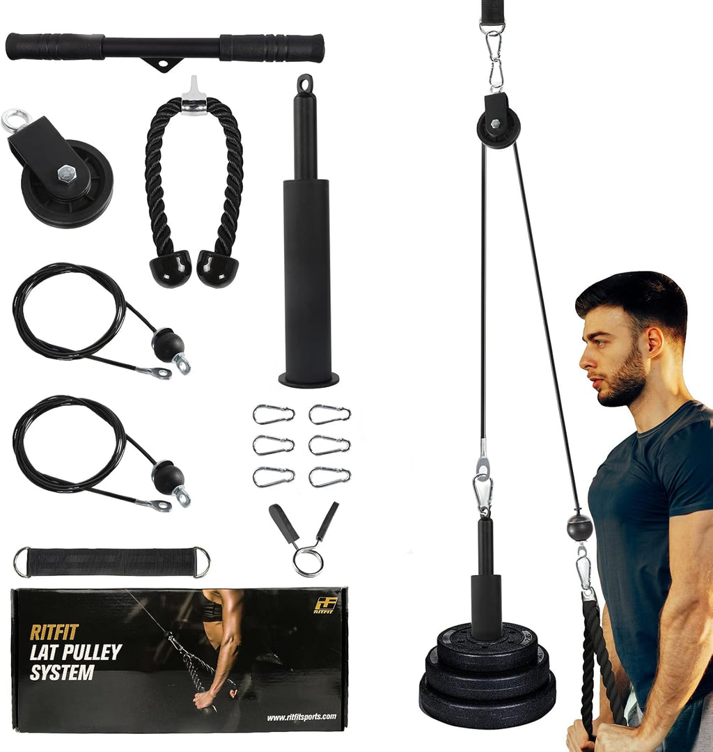 Cable Machine Attachments with V Bar, Tricep Rope, Double D Handle, Rotating Straight Bar D768