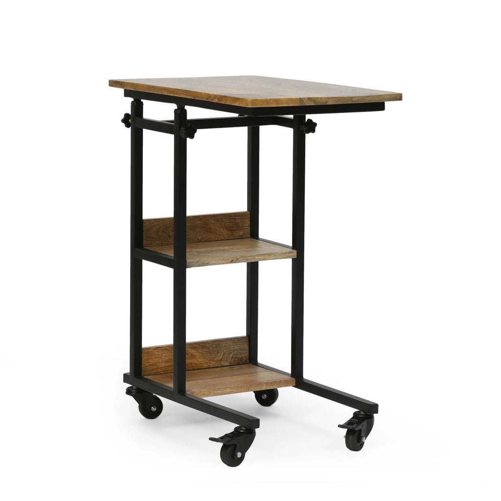 C-Shape Iron End Table with Tabletop G420932
