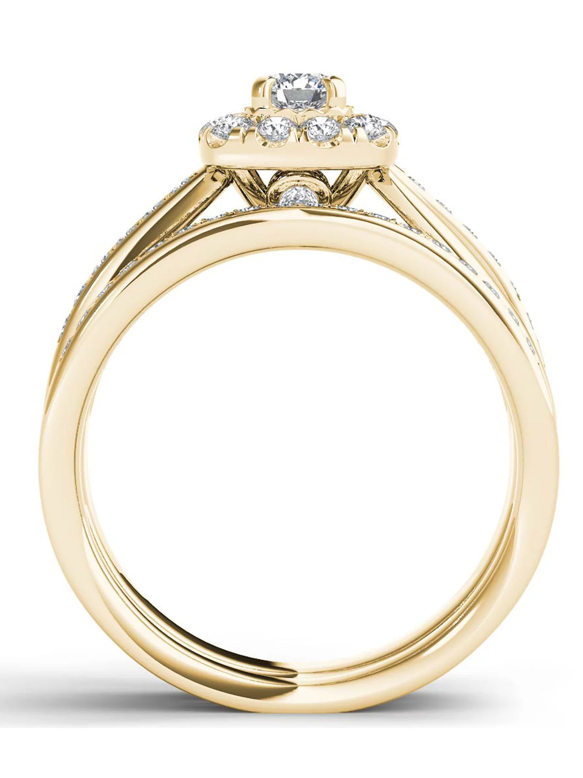 5/8Ct TDW Diamond 14k Yellow Gold Halo Bridal Set M89391