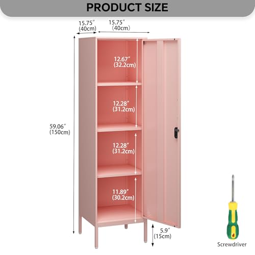 Metal Locker Storage Cabinet with Digital Lock, 3 Adjustable Shelves N752