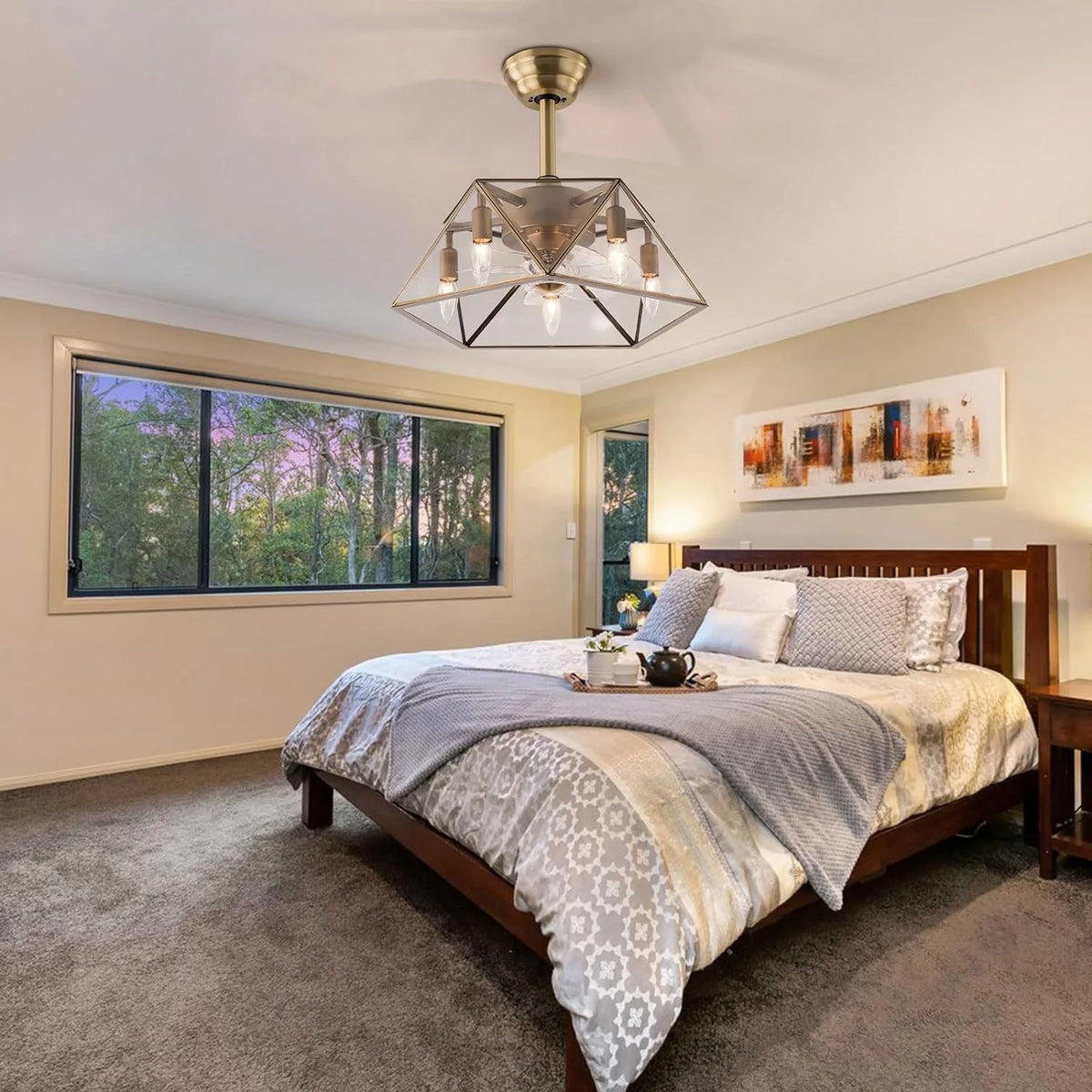 18.5'' Caged Ceiling Fan with Lights Remote Control I455