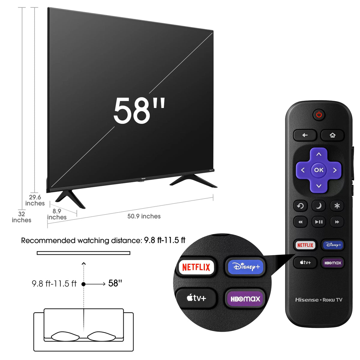 58 Class 4K UHD LED LCD Smart TV HDR F644