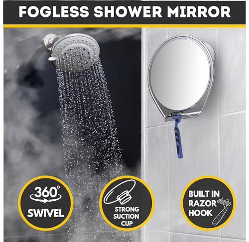 Fogless Shower Mirror with Suction Razor Holder White Z27433
