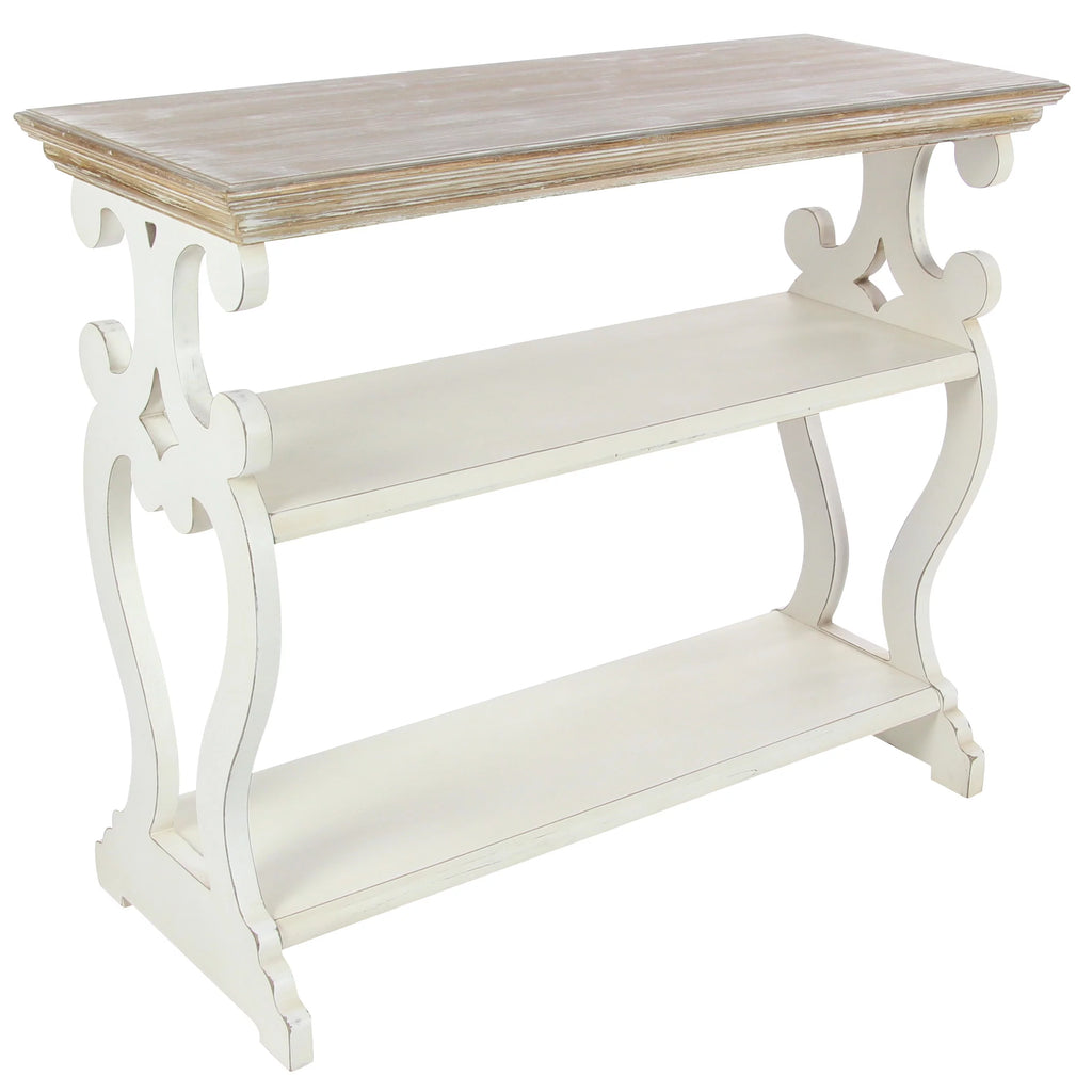 Farmhouse Decorative Console Table Ivory White 38"W Q2341