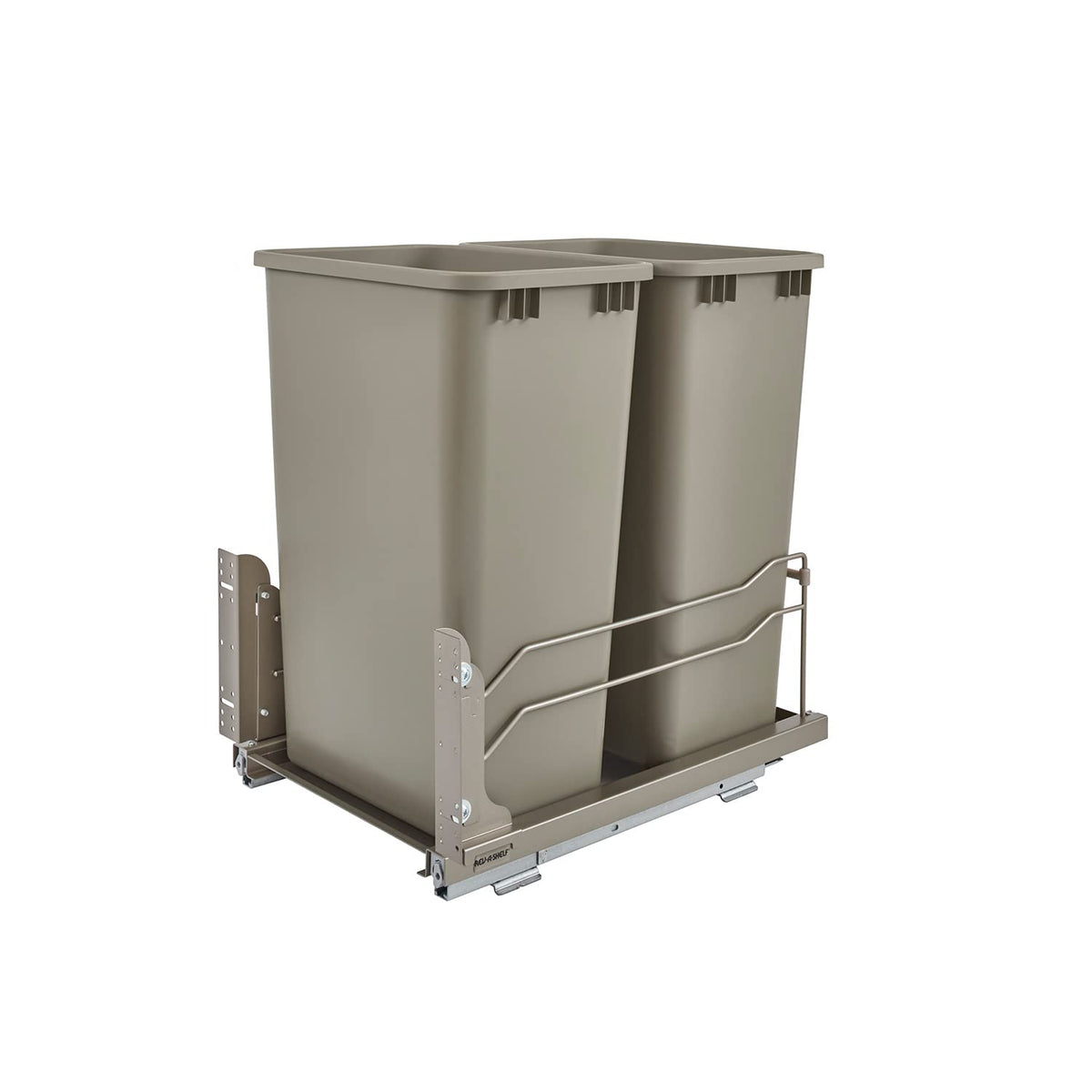 Double 27-Quart Pull Out Kitchen Waste Container with Soft-Close Slides, Gray I280506