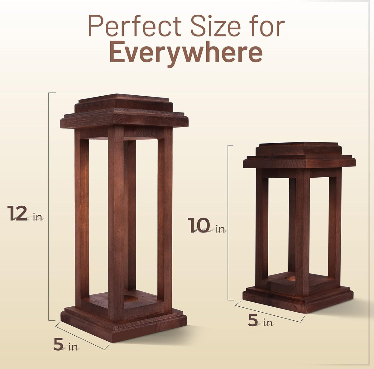 Rustic Decorative Wooden Candle Lantern Set of 2 H8444