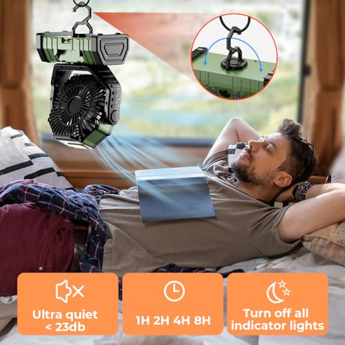 20000mAh Rechargeable Camping Fan with LED Lantern R7340