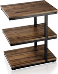 3-Tier Slim End Table with Metal Frame Rustic Brown J997