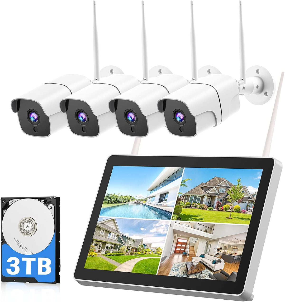 1080P Wireless Security Camera System with 3TB Hard Drive U3109