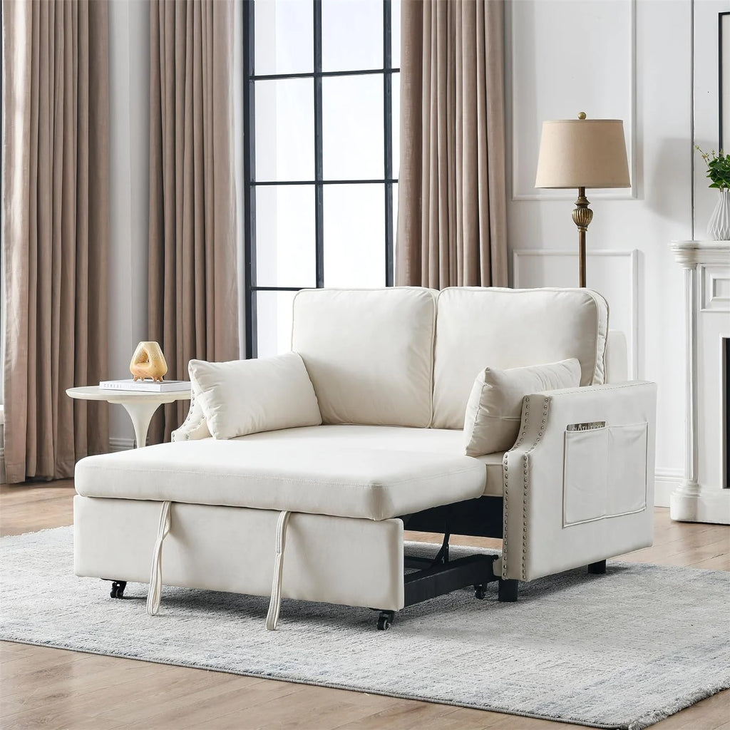 Velvet Convertible Sleeper Sofa with Pull Out Bed F670