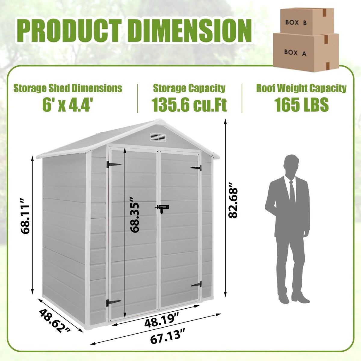 6' x 4.4' Plastic Outdoor Storage Shed with Reinforced Floor Z907