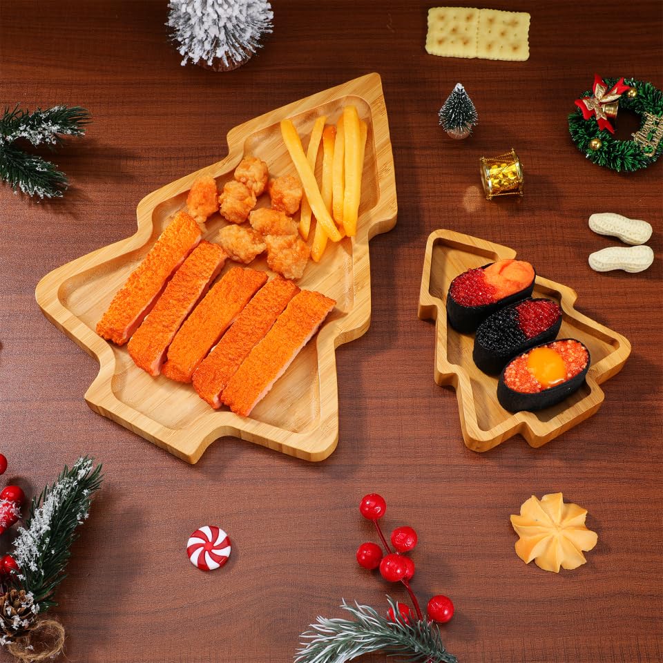 Wood Serving Platters Christmas Tree Shaped Wooden Tray N6774