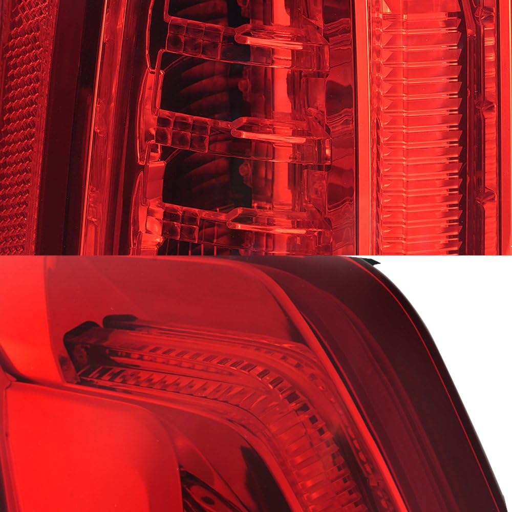 2013-2018 Cadillac ATS Full LED Tail Light Chrome Housing Red Clear Lens E631269