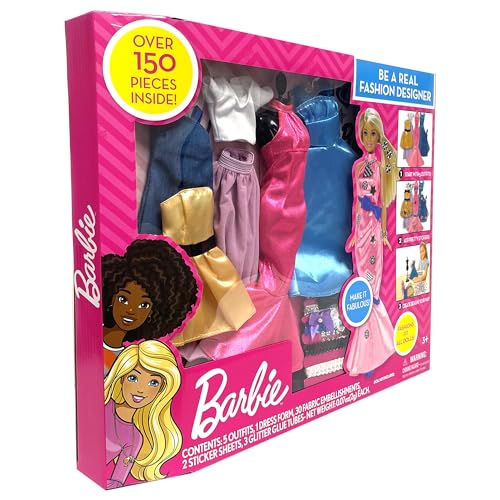 DIY Doll Clothing Kit with Fabric, Ribbons, Stickers & Sketchbook H6479